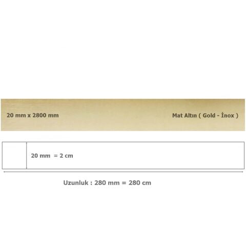 20 mm x 2800 mm Mat Altın Sibu Aynalı Pleksi Şerit Mobilya Süsü