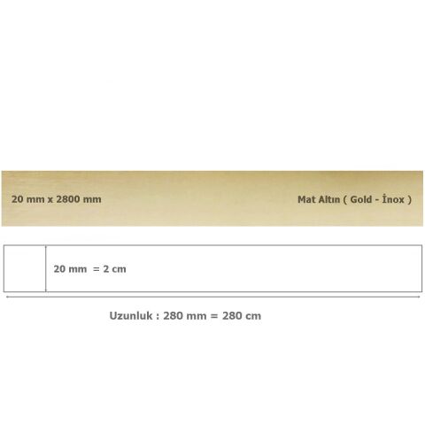 20 mm x 2800 mm Mat Altın Sibu Aynalı Pleksi Şerit Mobilya Süsü