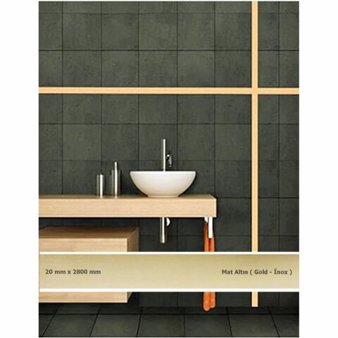20 mm x 2800 mm Mat Altın Sibu Aynalı Pleksi Şerit Mobilya Süsü
