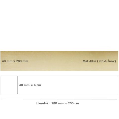 40 mm x 2800 mm Mat Altın Sibu Aynalı Pleksi Şerit Mobilya Süsü