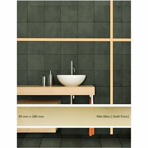40 mm x 2800 mm Mat Altın Sibu Aynalı Pleksi Şerit Mobilya Süsü