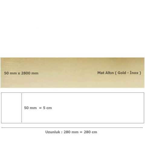 50 mm x 2800 mm Mat Altın Sibu Aynalı Pleksi Şerit Mobilya Süsü