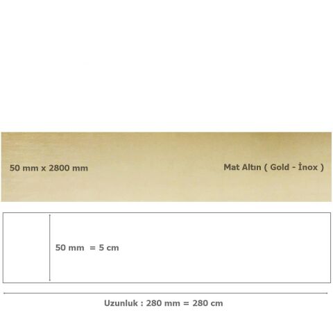 50 mm x 2800 mm Mat Altın Sibu Aynalı Pleksi Şerit Mobilya Süsü