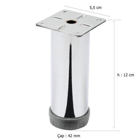 Mobilya Ayağı Metal 12 cm Alttan Ayarlı 42 mm Krom Ayak