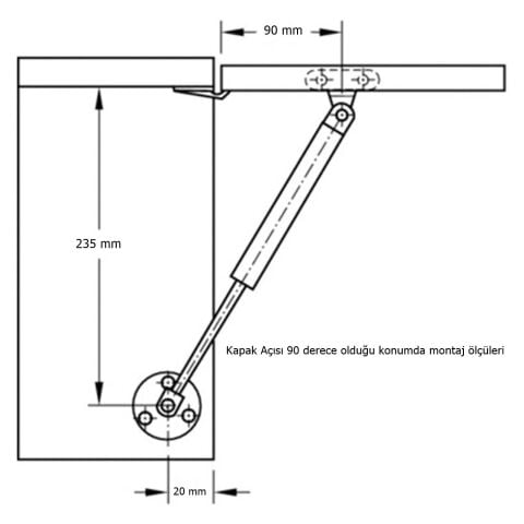 Gazlı Amortisör Piston 80 N Kalkar Dolap Kapakları için 27 cm Gri