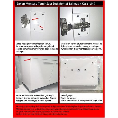 Dolap Menteşe Tamir Sacı Seti Kasa Kısmı İçin 2 li Koyu Kahve