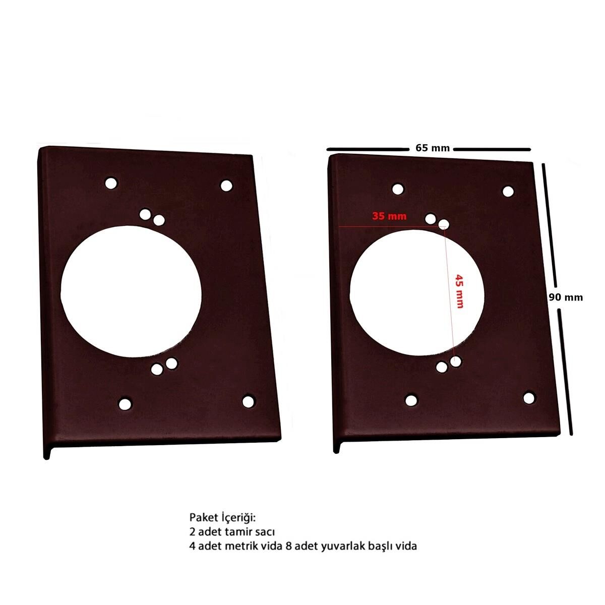 Dolap Menteşe Tamir Sacı Seti Kapak Yuva İçin 2 li Koyu Kahve