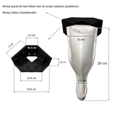 Elif Lükens Ayak Mobilya Sehpa Banyo Dolabı Ayağı 20 cm Beyaz