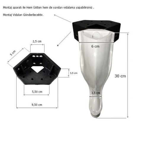 Elif Lükens Ayak Mobilya Sehpa Banyo Dolabı Ayağı 30 cm Beyaz