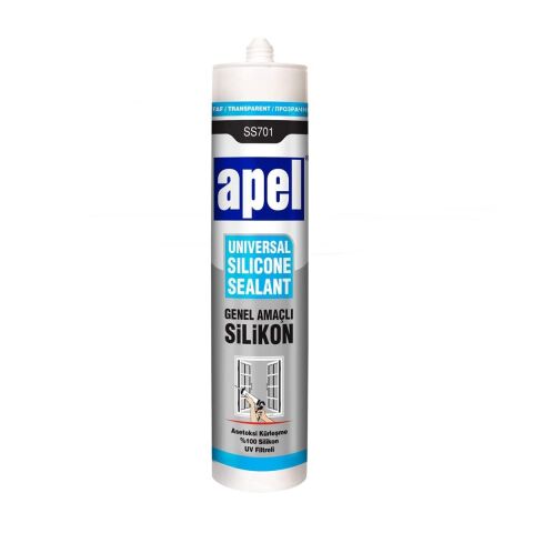 Apel Şeffaf Silikon 250 ml + Silikon Tabancası Plastik Set
