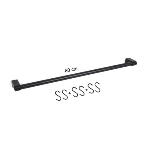Mutfak Aksesuar Askı Borusu Set ve 6 Adet Kanca Set Siyah 80 cm