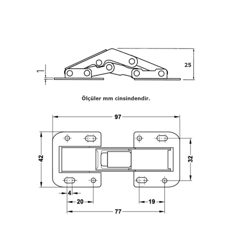 Tas Deliksiz Mobilya Dolap Menteşesi
