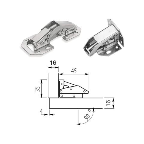 2 Adet Tas Deliksiz Mobilya Dolap Menteşesi
