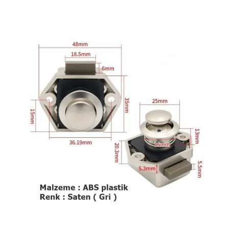 Karavan ve Tekneler için Basmalı Çekmece Dolap Kilidi Saten