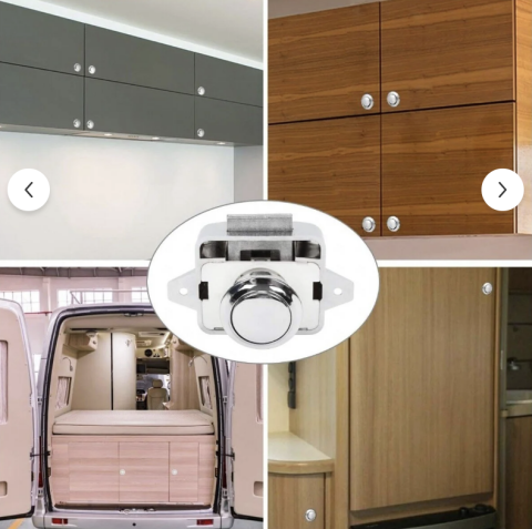 Karavan ve Tekneler için Basmalı Çekmece Dolap Kilidi Krom Renk