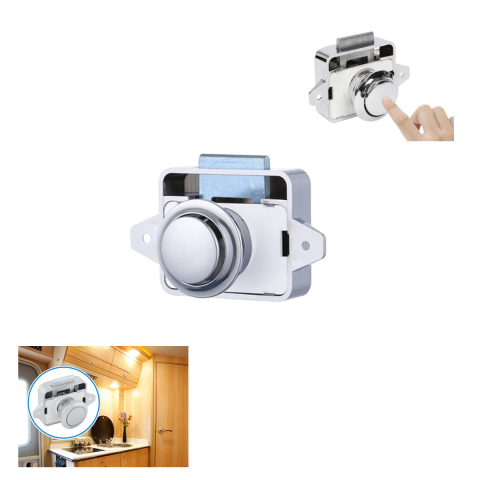 Karavan ve Tekneler için Basmalı Çekmece Dolap Kilidi Krom Renk