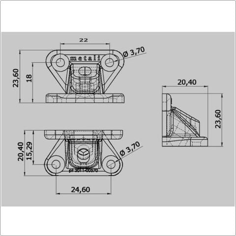 Metali Marka Plastik Açılı Kelebek Bağlantı 100 adet Şeffaf