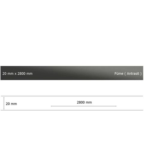 20 mm x 2800 mm Antrasit Sibu Aynalı Pleksi Şerit Mobilya Süsü