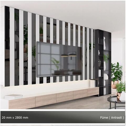20 mm x 2800 mm Antrasit Sibu Aynalı Pleksi Şerit Mobilya Süsü