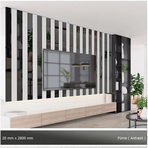 20 mm x 2800 mm Antrasit Sibu Aynalı Pleksi Şerit Mobilya Süsü