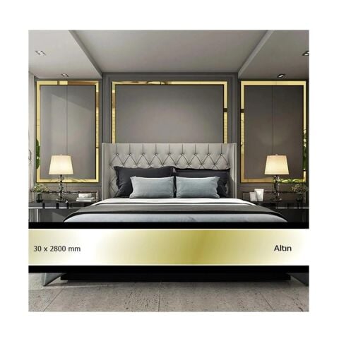 30 mm x 2800 mm Altın Sibu Aynalı Pleksi Şerit Mobilya Süsü