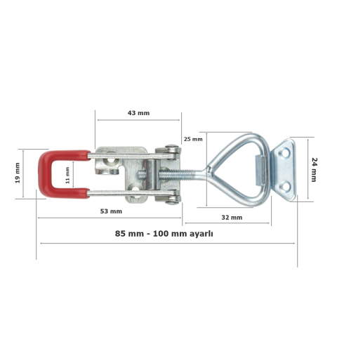 Ayarlı Gergi Kovan Kilidi Kaput Mandalı Kilit Yuvalı Küçük Boy