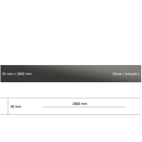 30 mm x 2800 mm Antrasit Sibu Aynalı Pleksi Şerit Mobilya Süsü