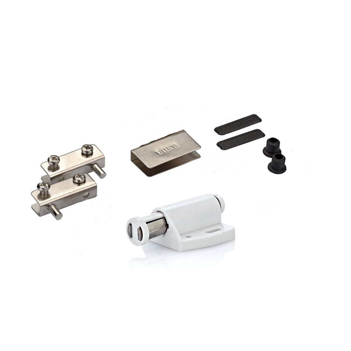 Cam Kapak Menteşesi Tekli İticili Mıknatıslı Çıtçıt Takım Beyaz