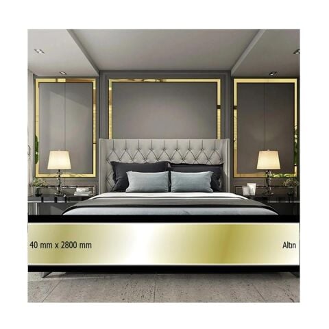 40 mm x 2800 mm Altın Sibu Aynalı Pleksi Şerit Mobilya Süsü
