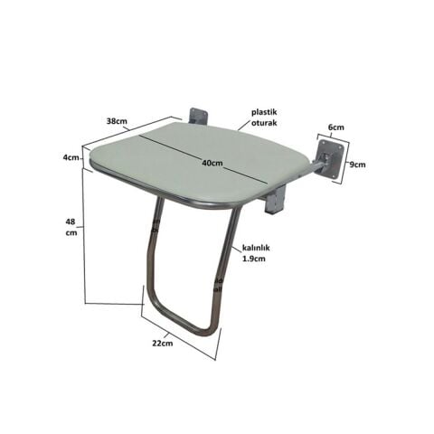 Tema Paslanmaz Engelli Banyo Duş Oturağı Katlanır Plastik Oturaklı