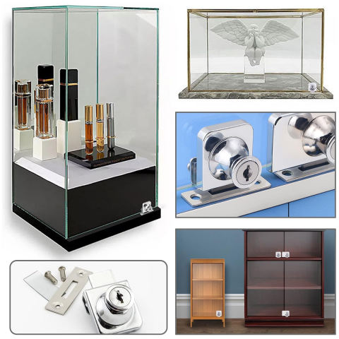 Cam Dolap Vitrin Kapak Kilidi Anahtarlı Krom