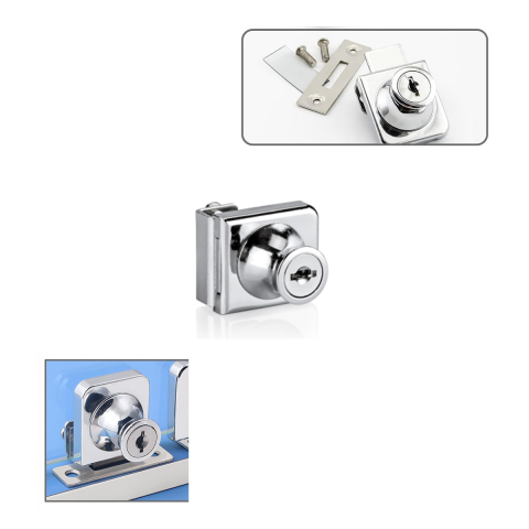 Cam Dolap Vitrin Kapak Kilidi Anahtarlı Krom