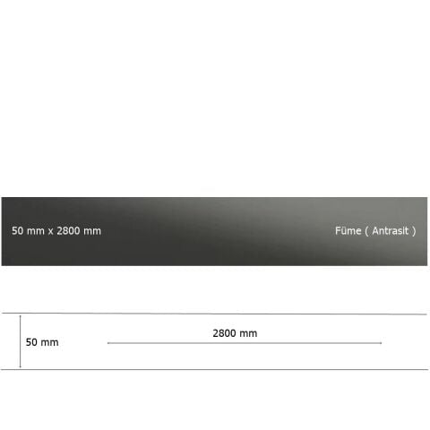 50 mm x 2800 mm Antrasit Sibu Aynalı Pleksi Şerit Mobilya Süsü