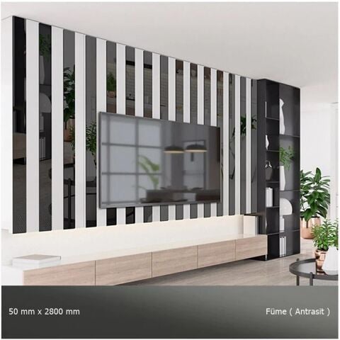 50 mm x 2800 mm Antrasit Sibu Aynalı Pleksi Şerit Mobilya Süsü