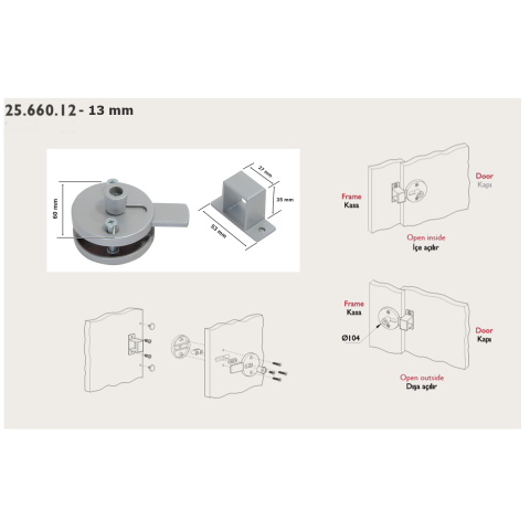 Tempo Islak Hacim 13 mm Kapazlama Sürgülü Kabin Kapı Kilidi