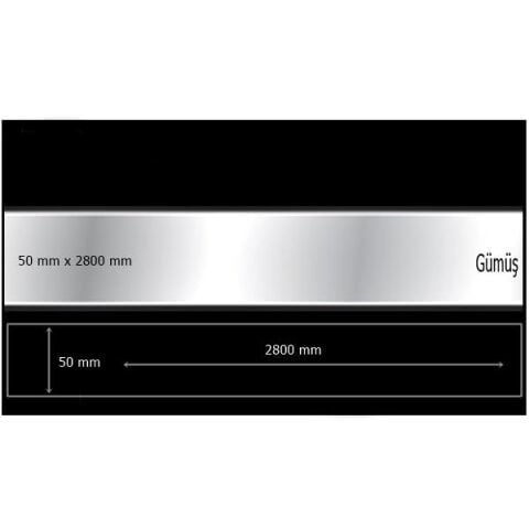 50 mm x 2800 mm Gümüş Sibu Aynalı Pleksi Şerit Mobilya Süsü