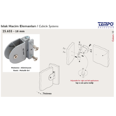 Tempo Islak Hacim 18 mm Kabin Kapazlama Kapı Menteşe