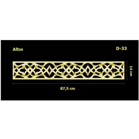 D-33 Altın 87,5 x 14 cm Sibu Aynalı Pleksi Mobilya Dolap Süsü