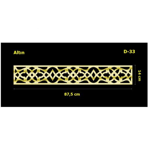 D-33 Altın 87,5 x 14 cm Sibu Aynalı Pleksi Mobilya Dolap Süsü