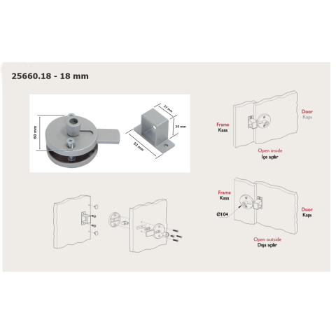 Tempo Islak Hacim 18 mm Kapazlama Sürgülü Kabin Kapı Kilidi