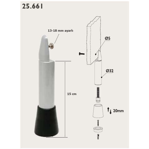 Tempo Islak Hacim Kabin Ayak 15 cm Alüminyum 13-18 mm