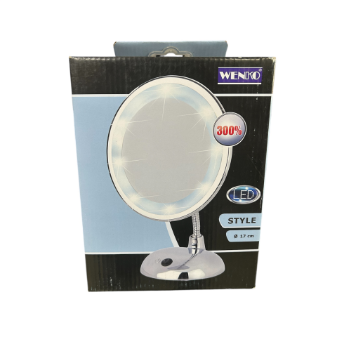 Wenko %300 Büyüteçli Ayaklı Masa Üstü Led Makyaj Aynası Beyaz