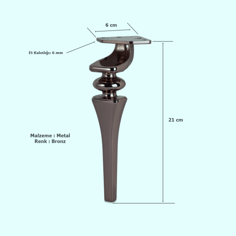 Sintra Lüx Metal Ayak 21 cm Mobilya Koltuk Ayağı Bronz