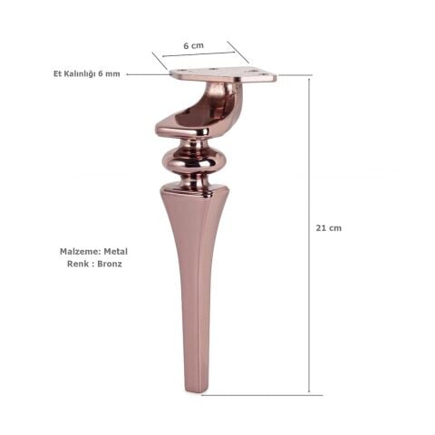 Sintra Lüx Metal Ayak 21 cm Bronz Mobilya Koltuk Ayağı