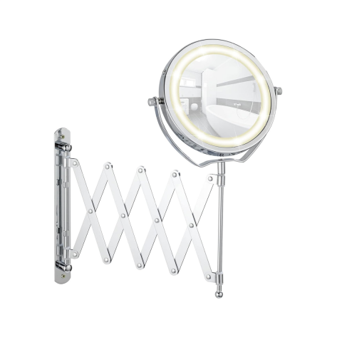 Wenko Mafsallı Ayarlanabilir Led Makyaj Aynası 3X Zoom Krom