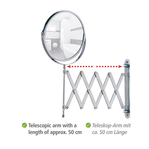 Wenko Mafsallı Kozmetik Makyaj Aynası 3X Zoom Krom