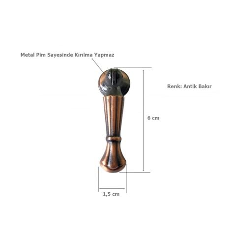 Konik Sarkaç Metal Pimli Tek Vidalı Antik Bakır Mobilya Kulp