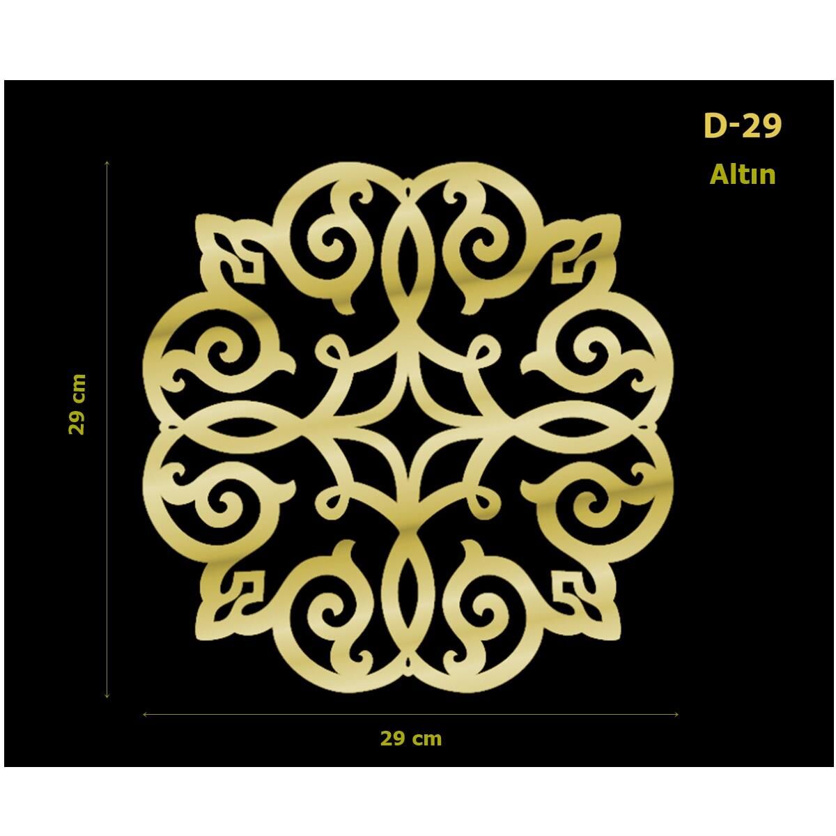 D-29 Altın 29 x 29 cm Sibu Aynalı Pleksi Mobilya Dolap Süsü