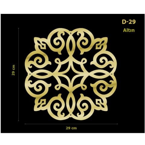 D-29 Altın 29 x 29 cm Sibu Aynalı Pleksi Mobilya Dolap Süsü