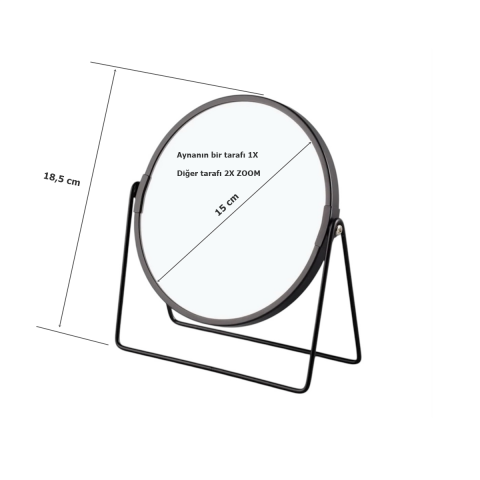 Wenko Masa Üstü Kozmetik Makyaj Aynası 2X Zoom Siyah